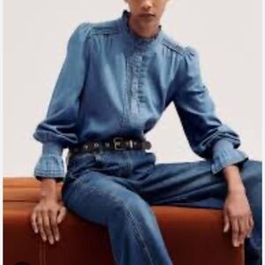 ME+EM Blue Chambray Blouse